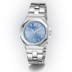 GUESS Ladies Silver Tone Analog Watch, 34mm, NIB, NWT